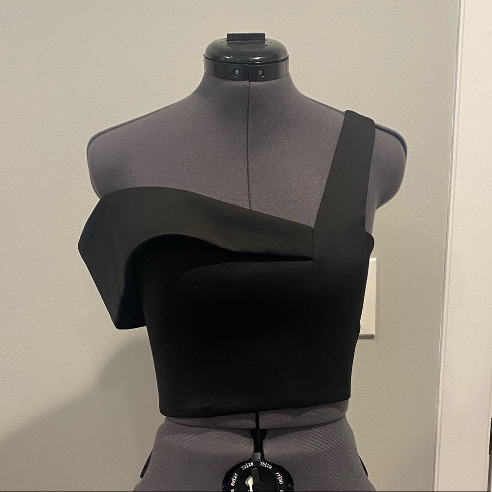NWT!!!! Premonition Black Asymmetrical Cropped Corset Top